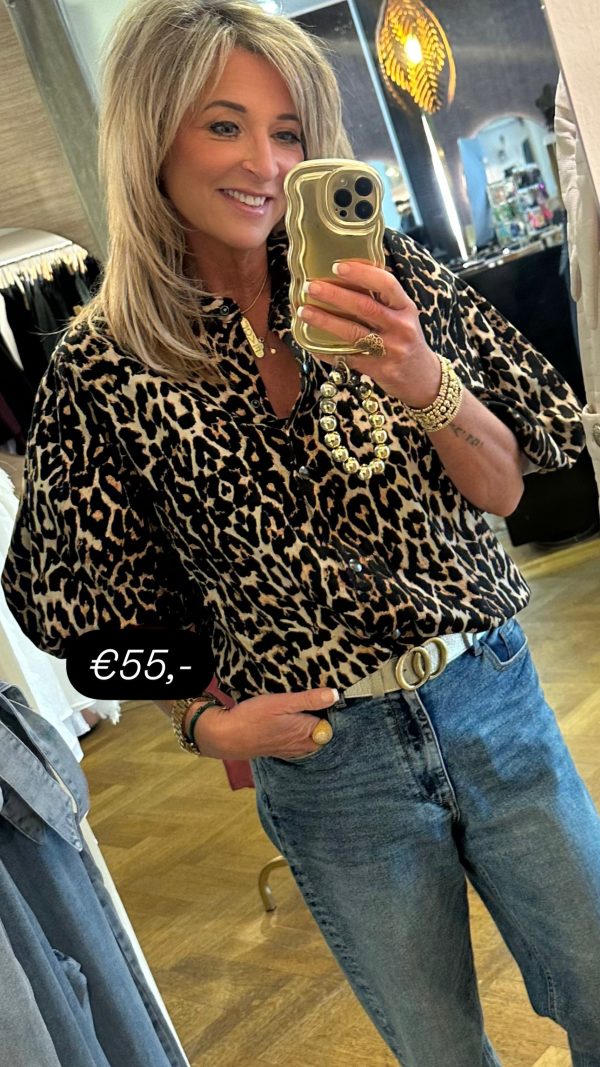 Tijger blouse met pofmouw