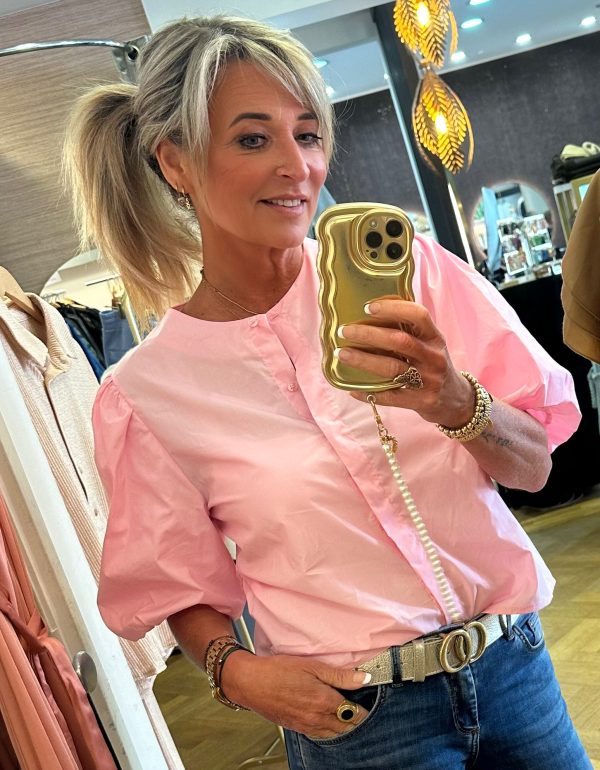 Blouse pofmouw rose