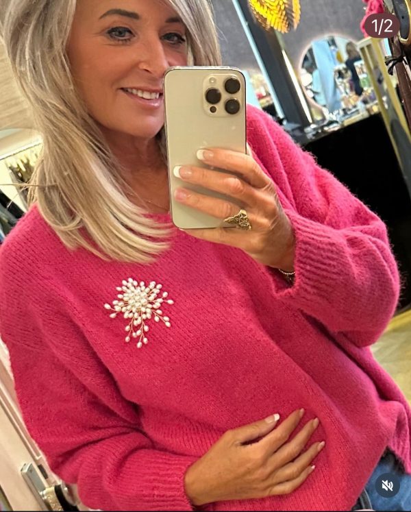 Sweater v-neck met broche Esqualo